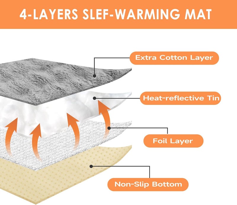 ZINGTERRA Self Warming Cat Bed,Self Heating Cat Dog Mat,Soft Extra Warm Thermal Pet Pad for Indoor Outdoor, Washable Cover Non-Slip Bottom Dog Thermal Blanket (23.7" x 17.8") - Image 5